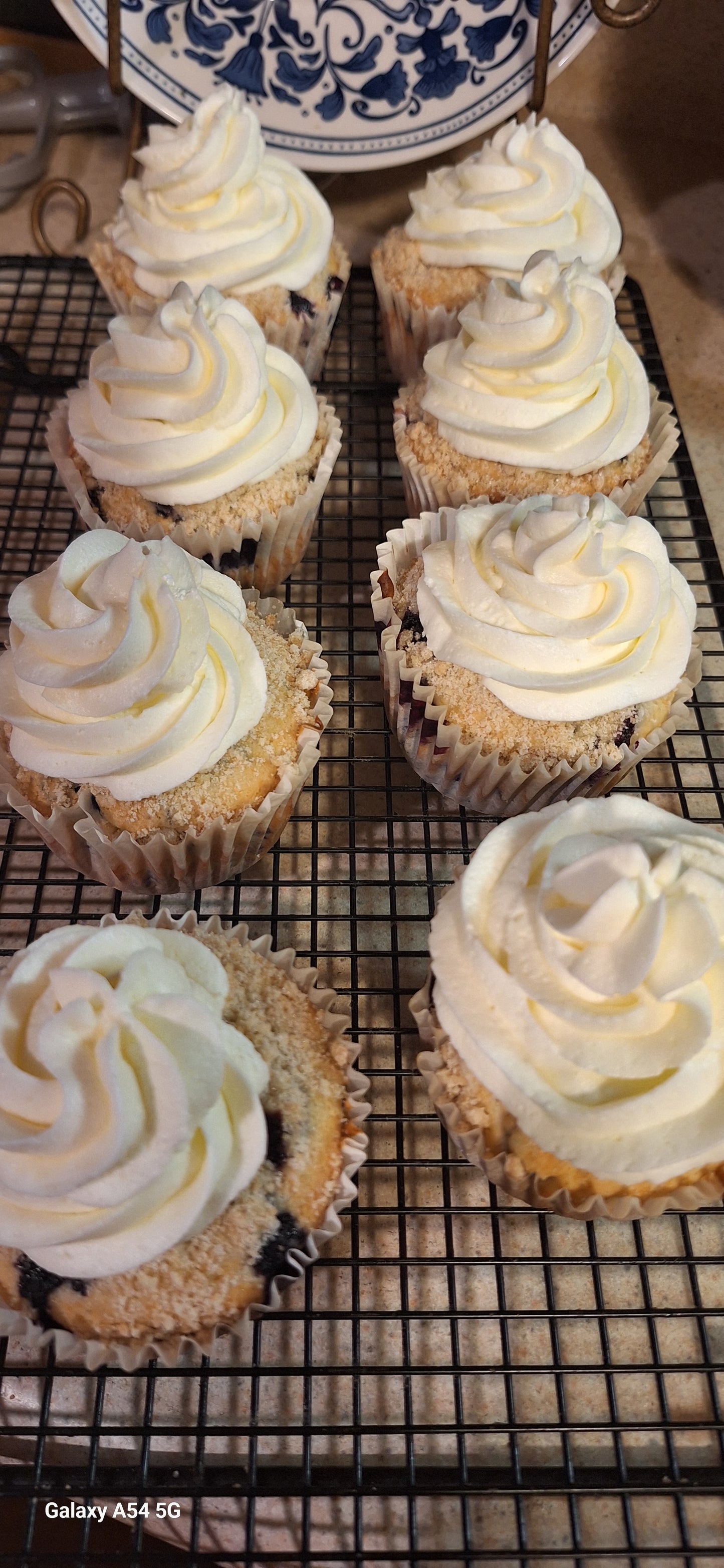 Blueberry Jumbo Muffins with a Lemon Buttercream Filling and Topping.